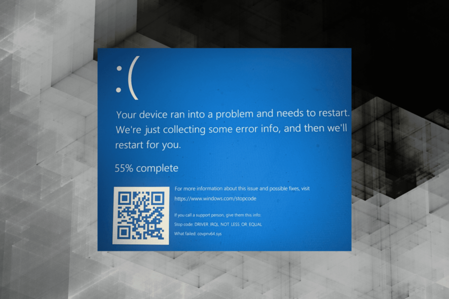 fix covpnv64.sys bsod in Windows