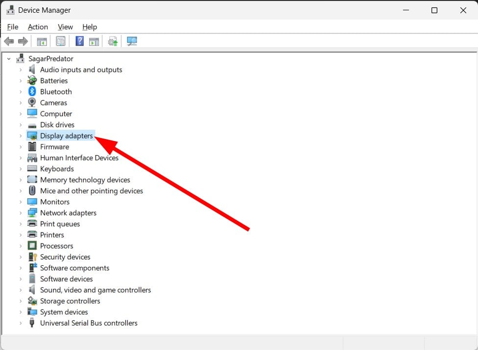 display adapters in device manager