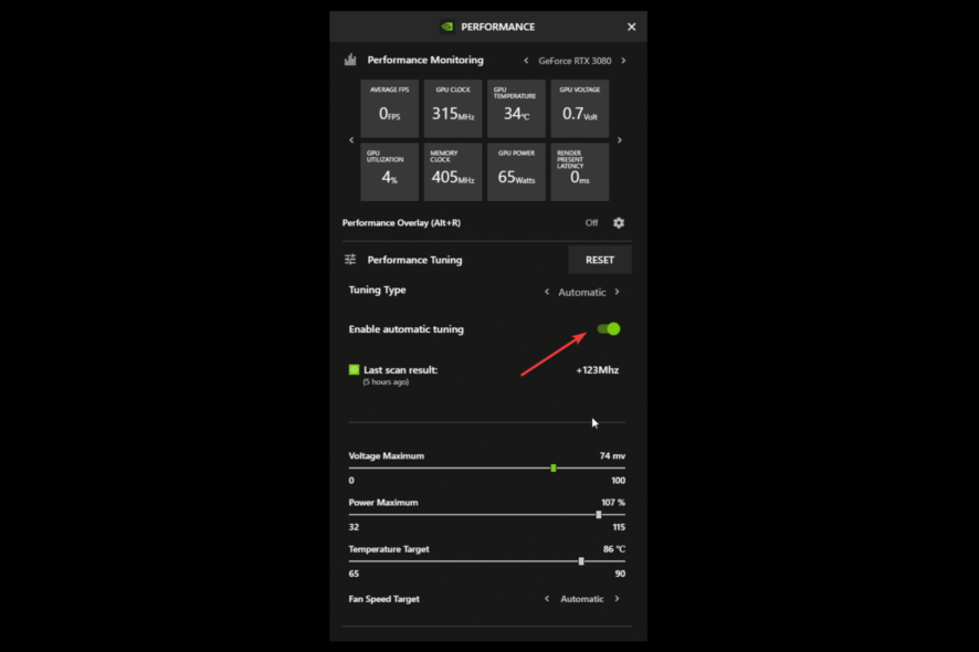 enable automatic tuning Nvidia