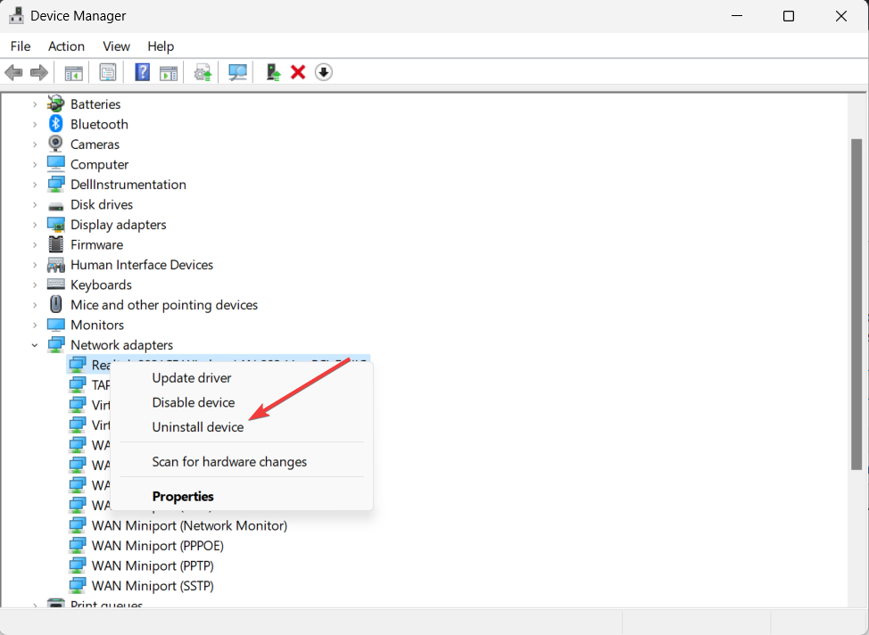 Uninstall device wifi keeps disconnecting windows 11