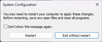 msconfig restart prompt