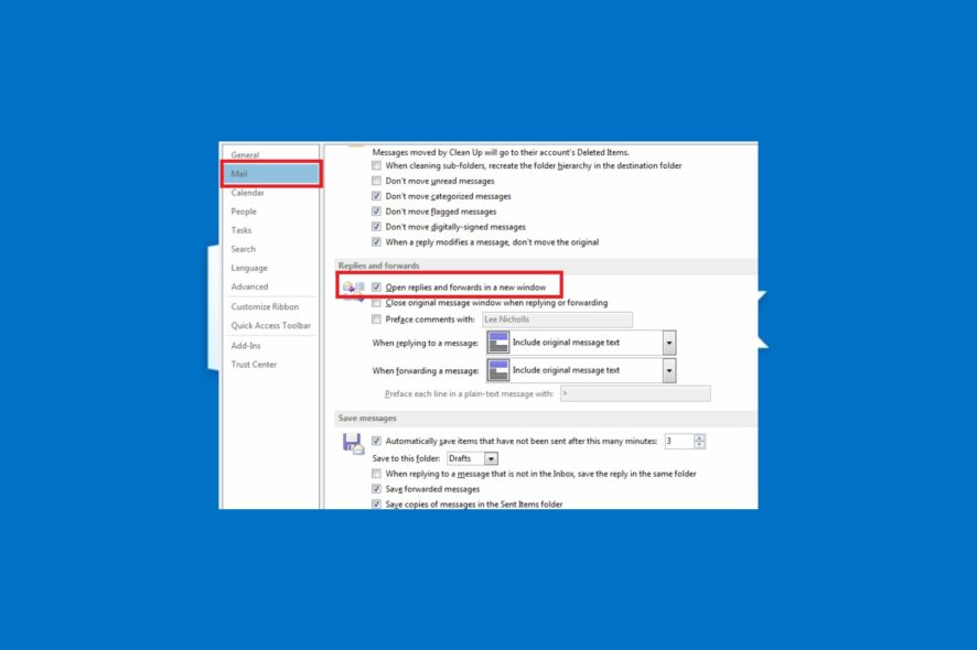 outlook pop out reply