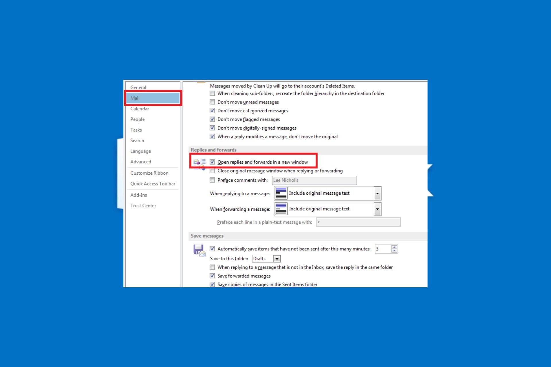 outlook pop out reply