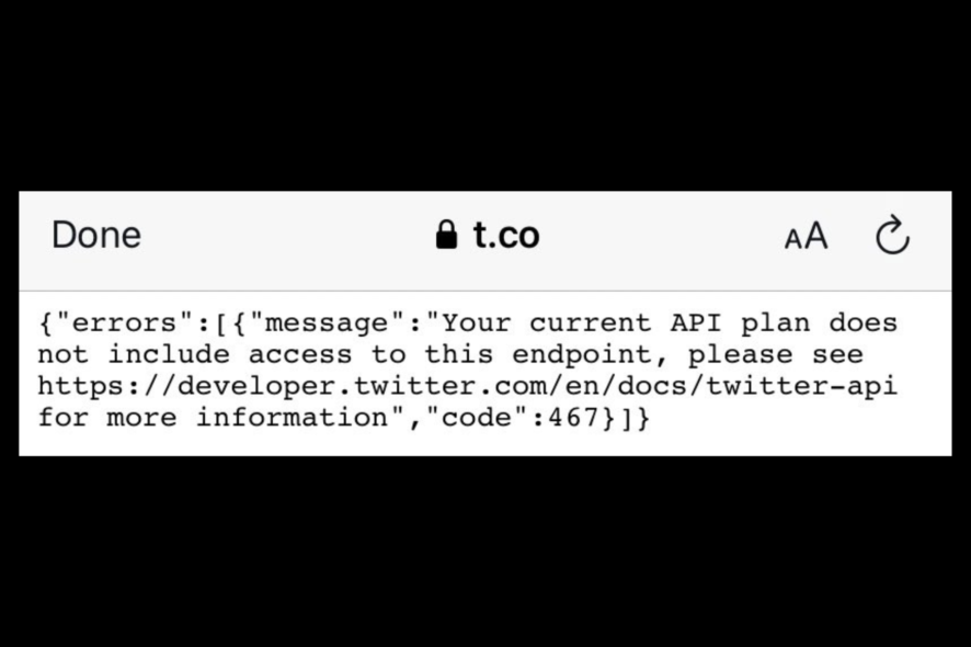 twitter error 467
