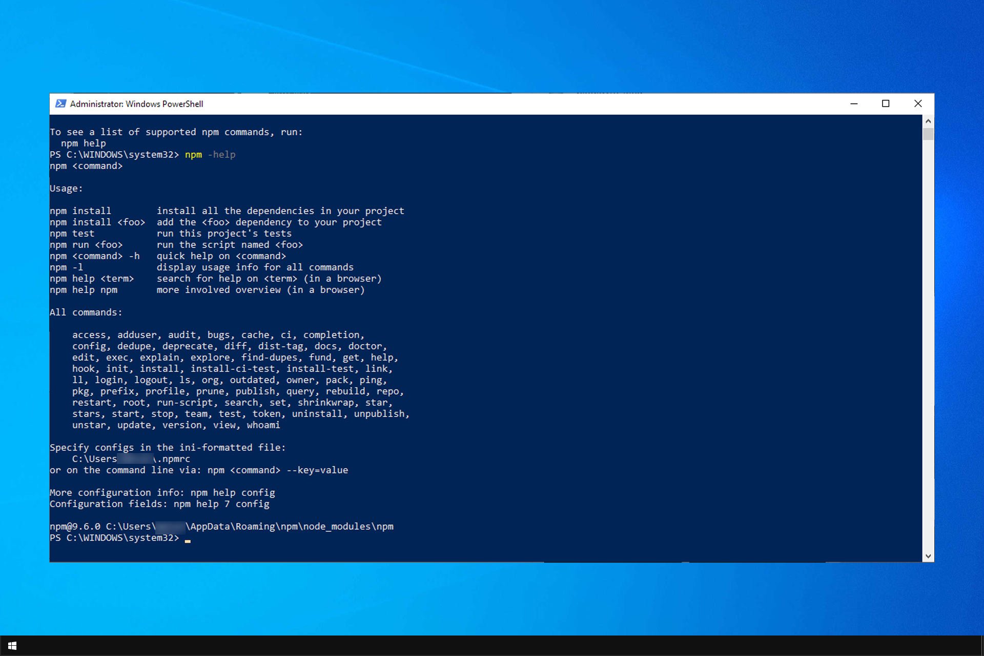 update node windows