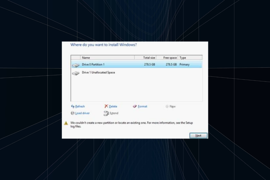 fix we couldn't create a new partition error in Windows