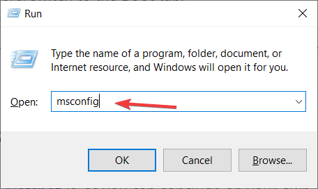 system configuration windows 10 via run