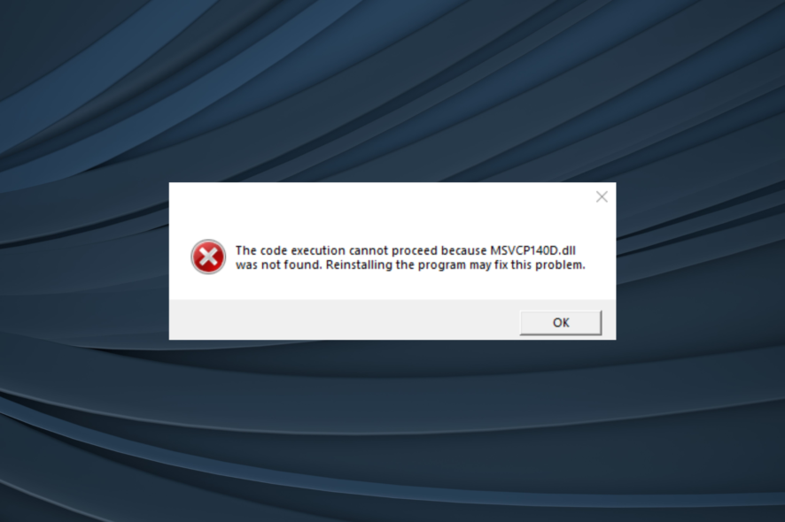 fix missing msvcp140d.dll