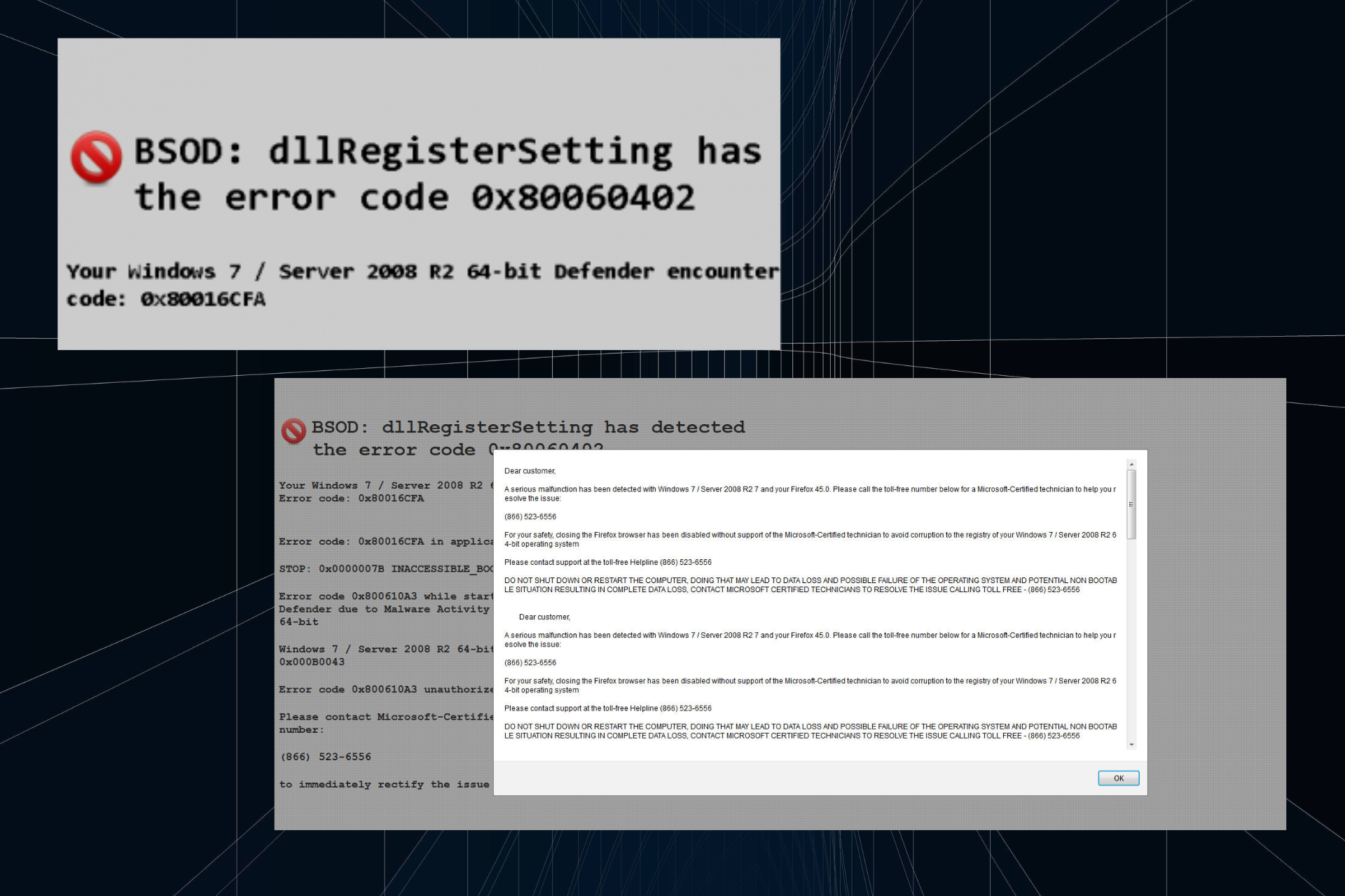 fix 0x80016CFA Windows Defender error scam