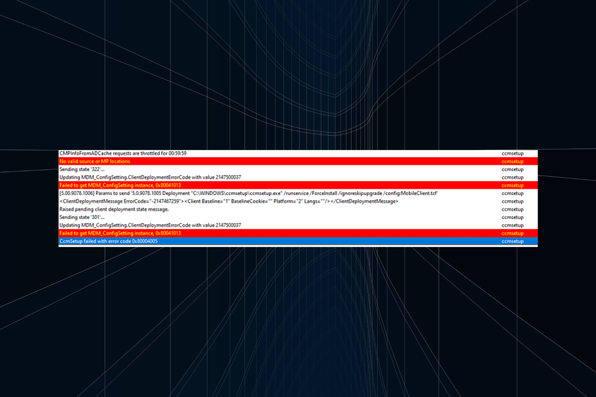 fix 0x80041013 SCCM error