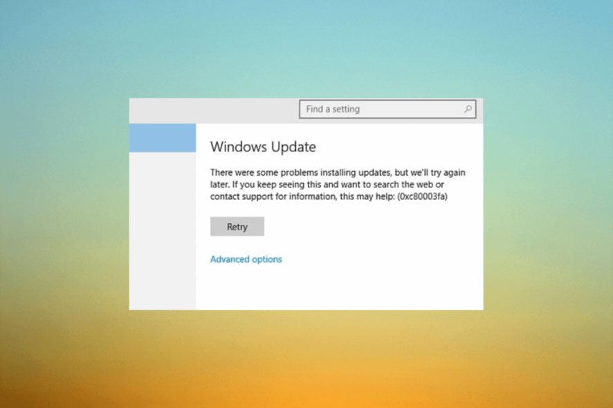 0xC80003FA Windows Update Error