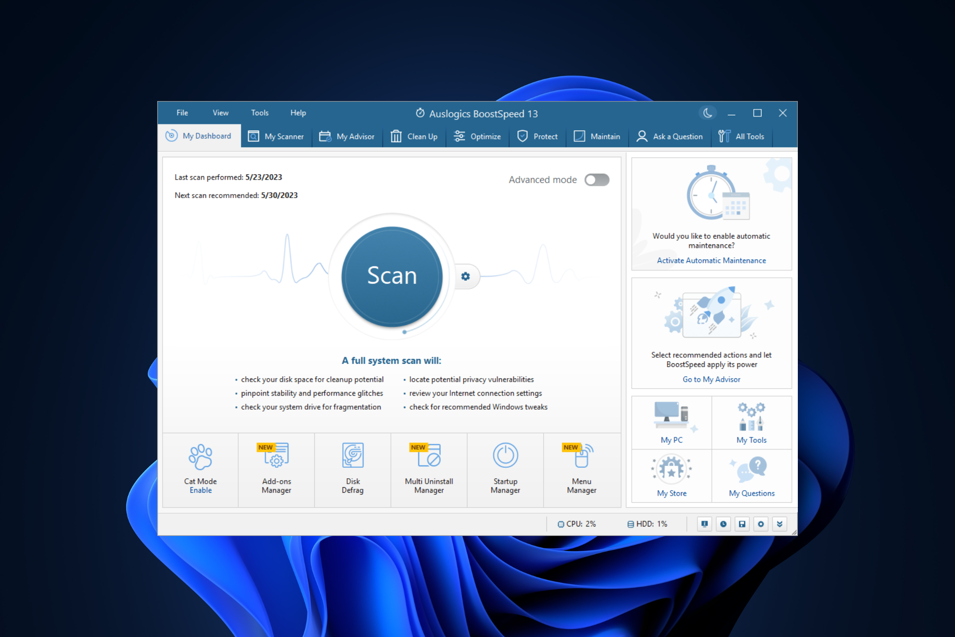Auslogics BoostSpeed Improve your PC performance in a few clicks