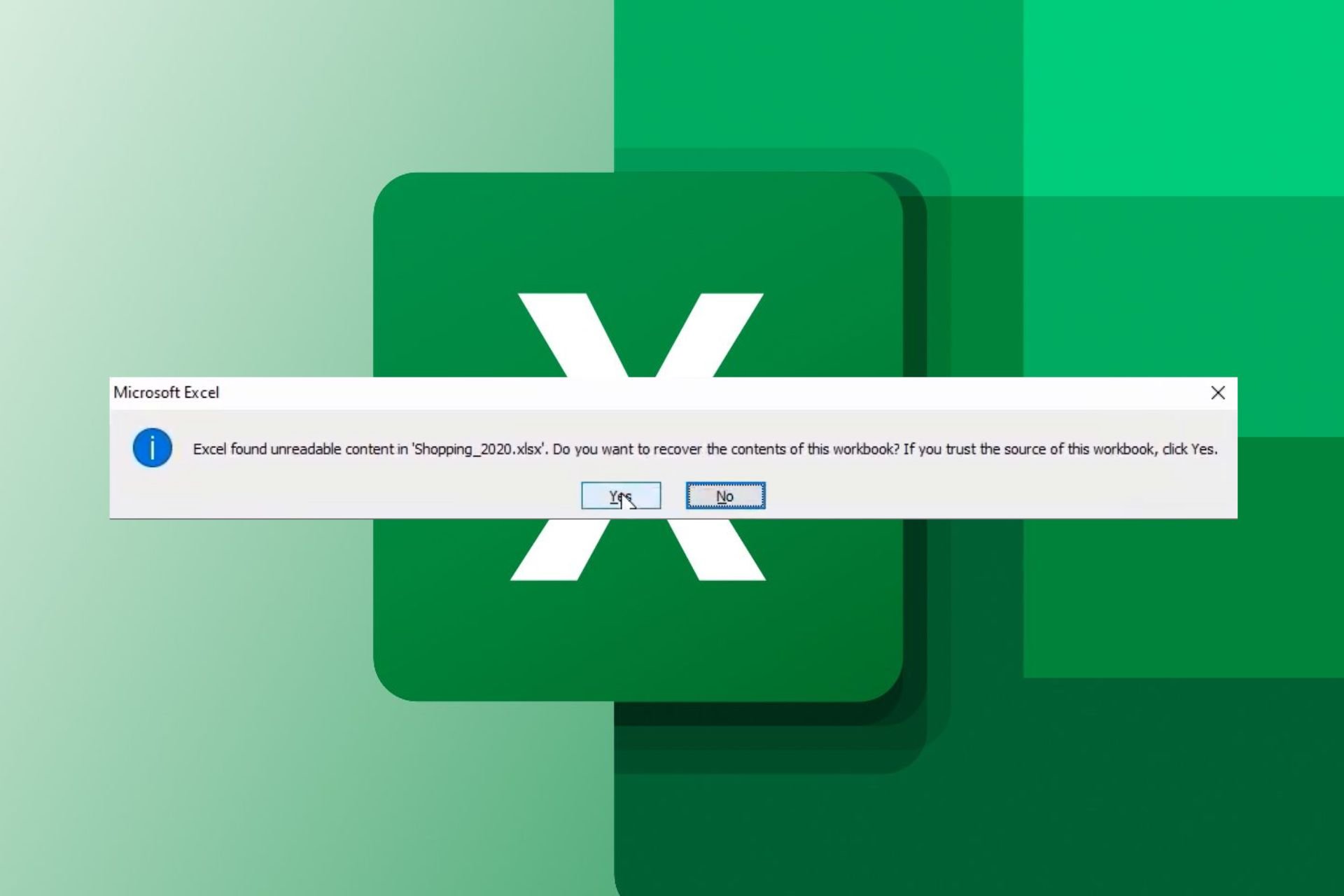 Excel Found Unreadable Content