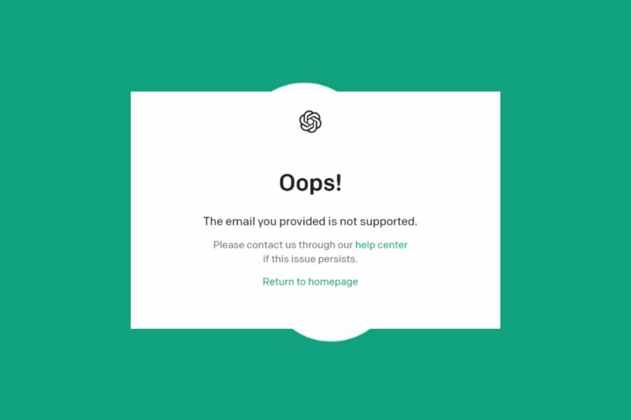 chatgpt the email you provided is not supported