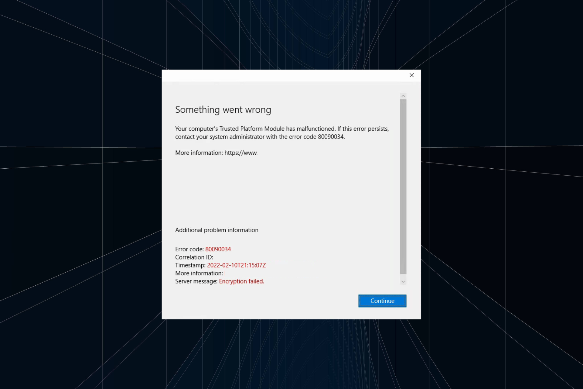 fix TPM error code 80090034 in Windows