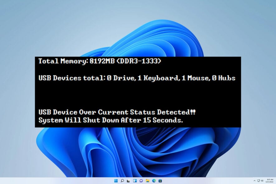 usb device over current status detected