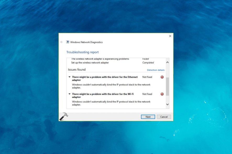 windows couldn't automatically bind the ip protocol stack to the network adapter