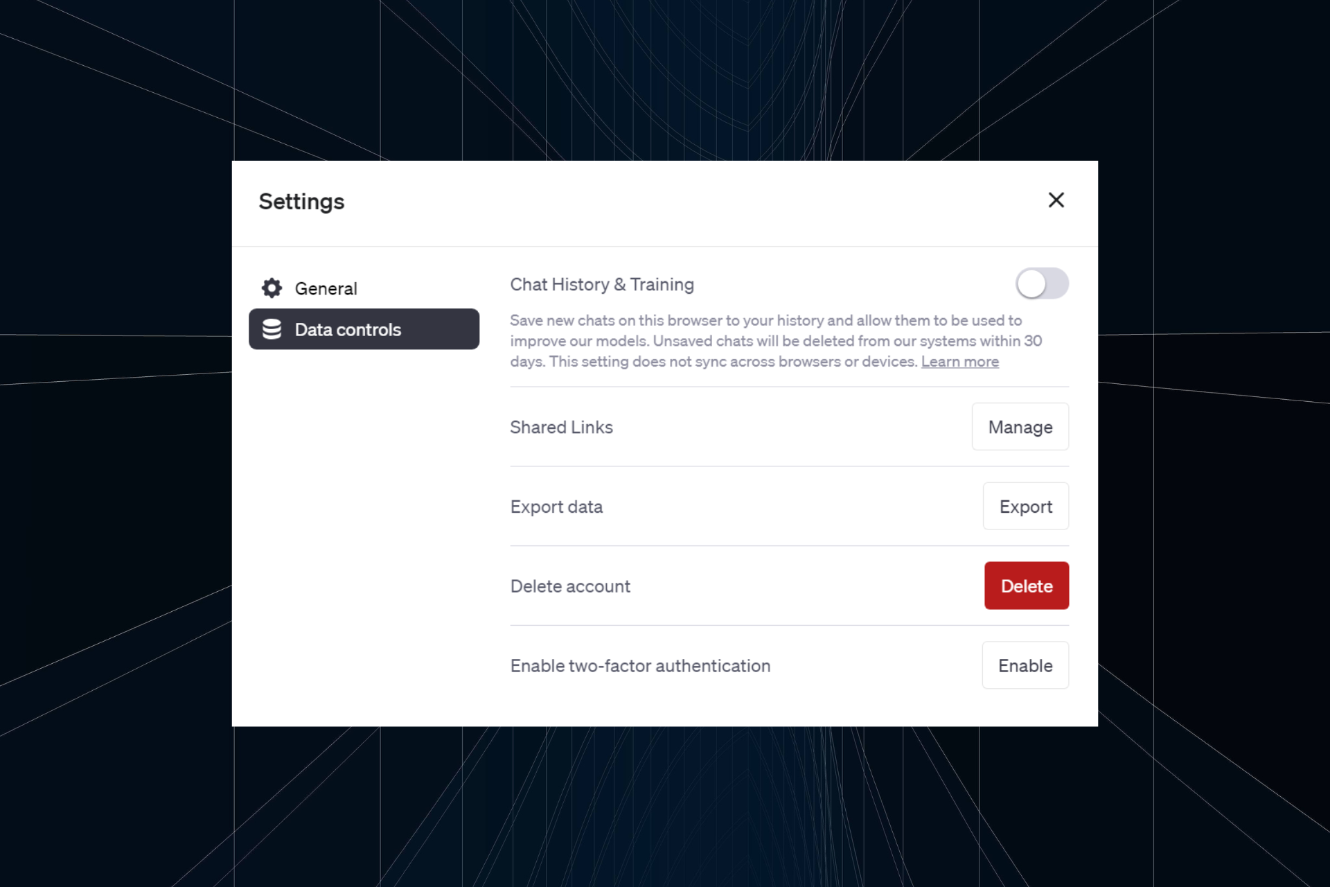 how to Turn Off Chat history from ChatGPT