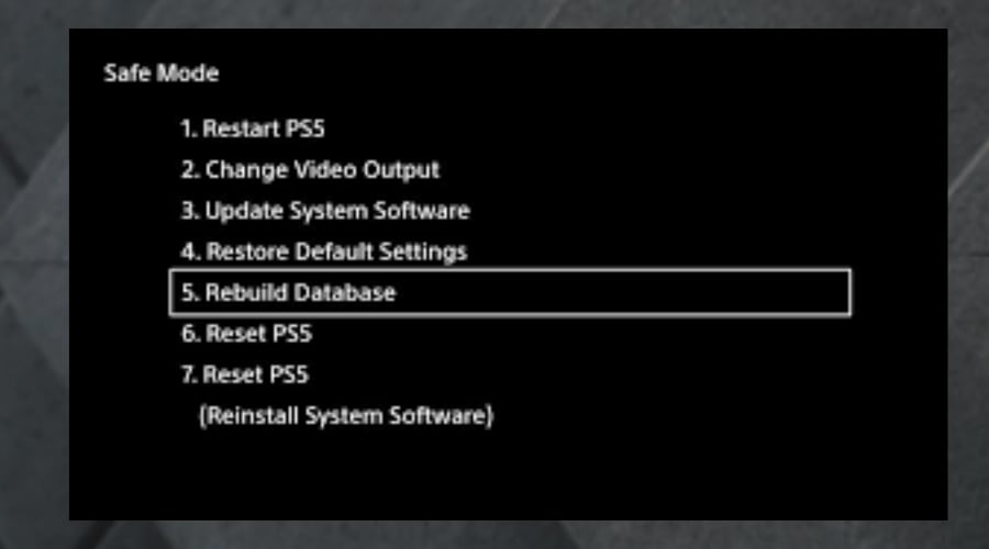 ps5 rebuild database