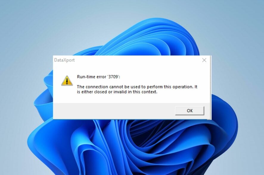 runtime error 3709