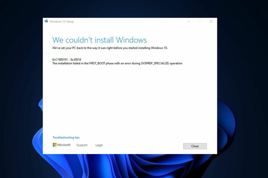 Fix 0xC1900101 - 0x30018