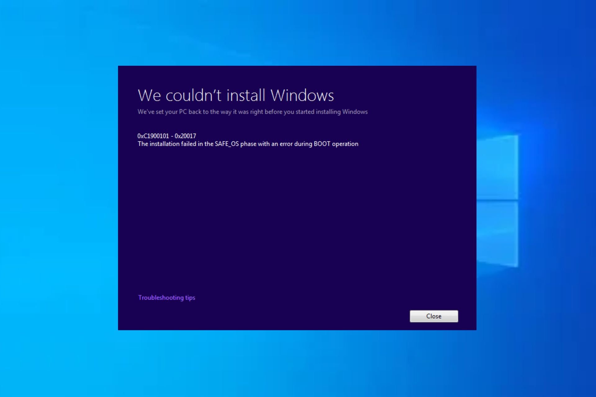 fix 0xC1900101 – 0x20004