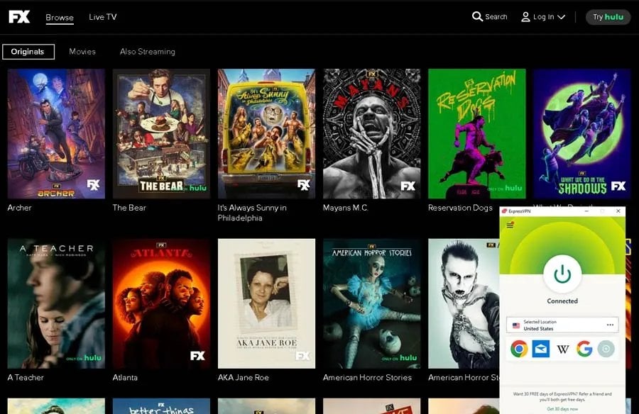 fxnow accessible through expressvpn
