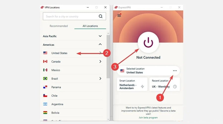 expressvpn connect to us server