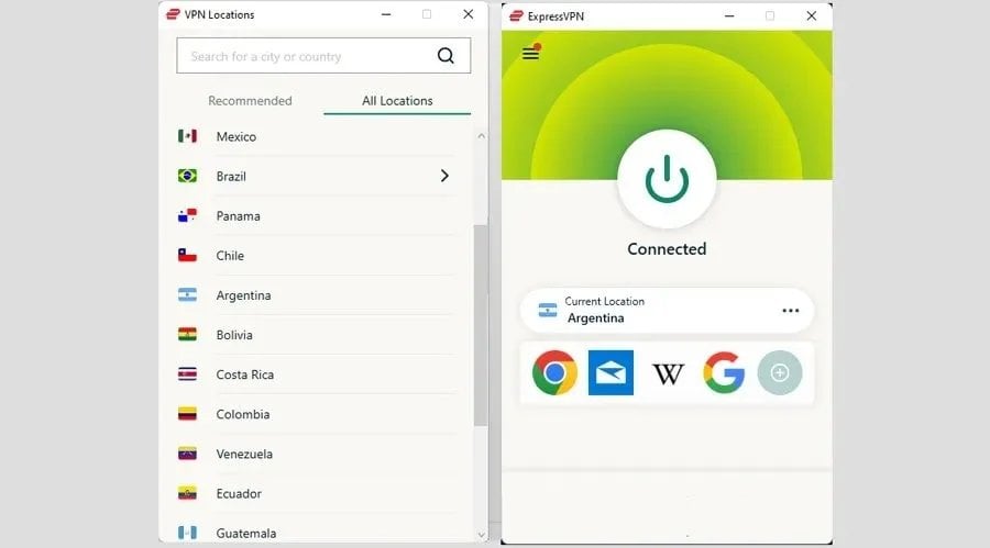 expressvpn connected