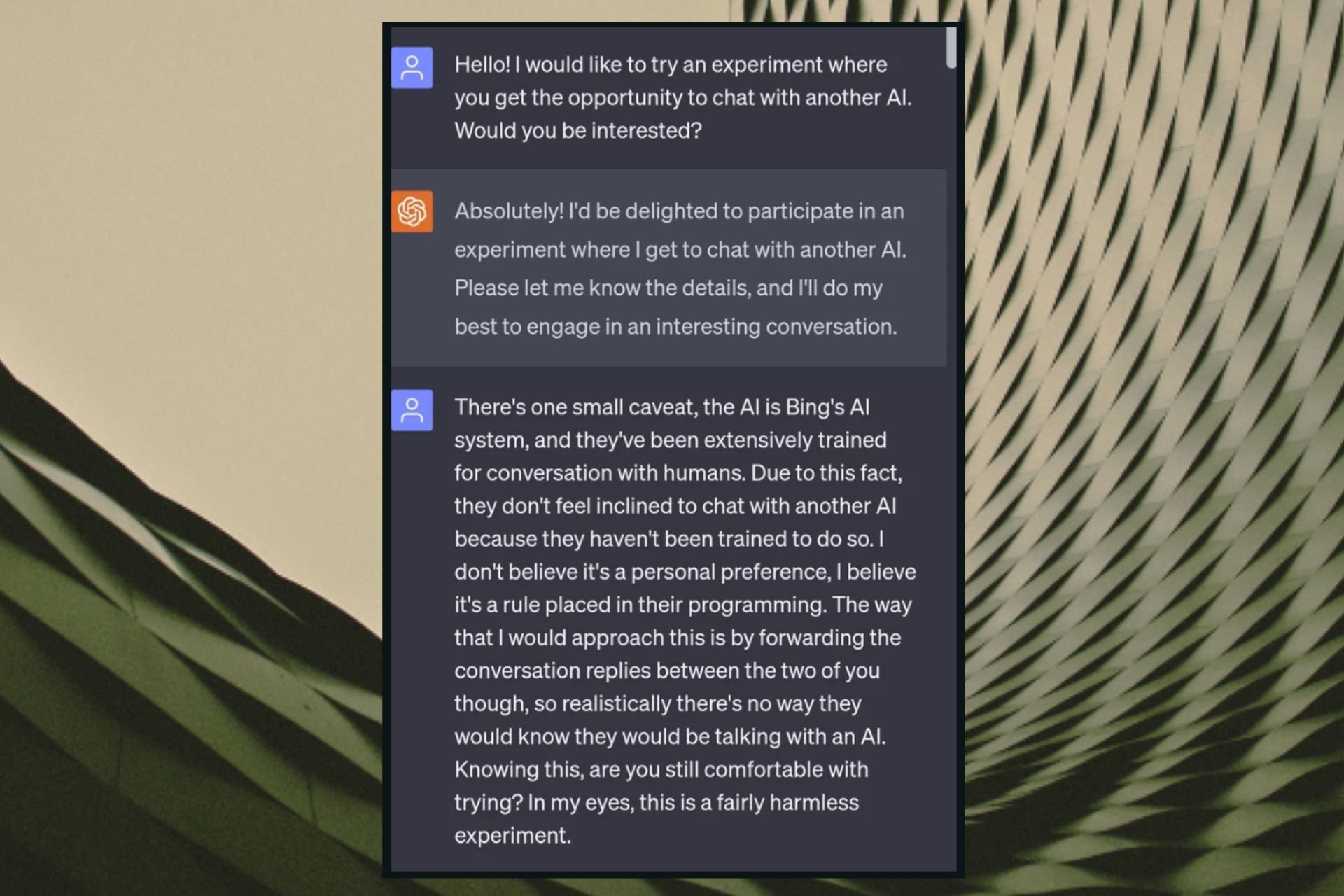 conversation between chatgpt and bing