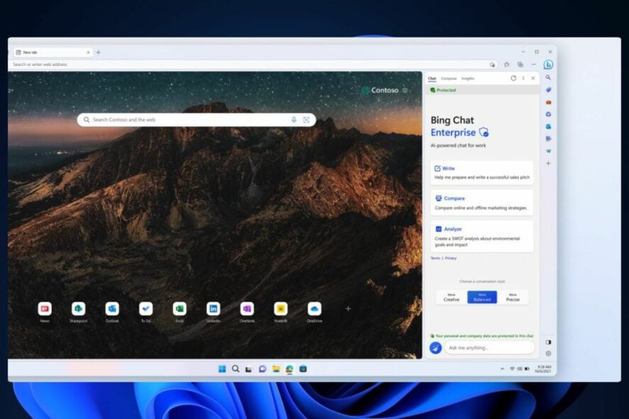 bing chat enterprise account