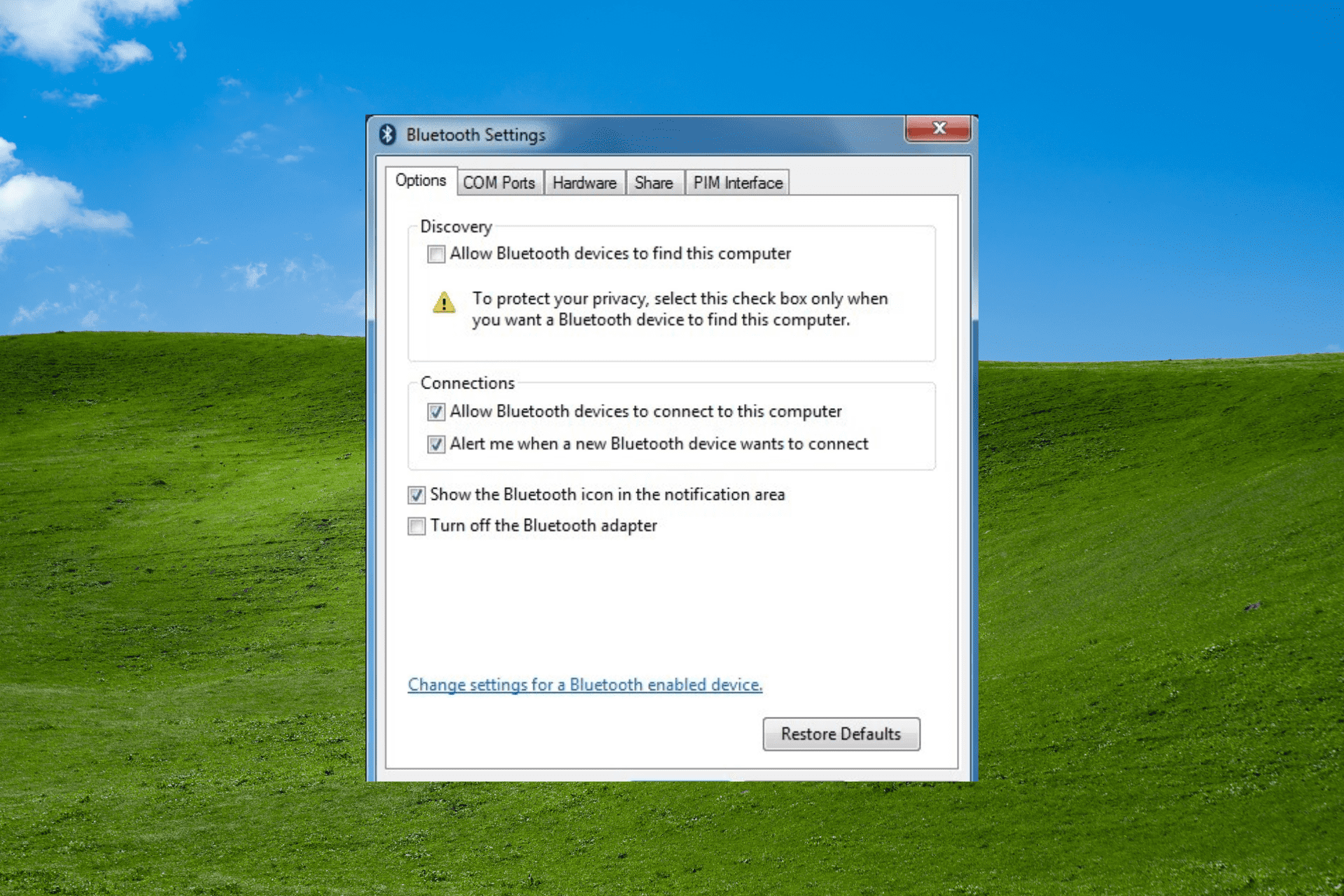 bluetooth device not discoverable windows 7