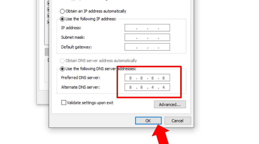 changing dns address