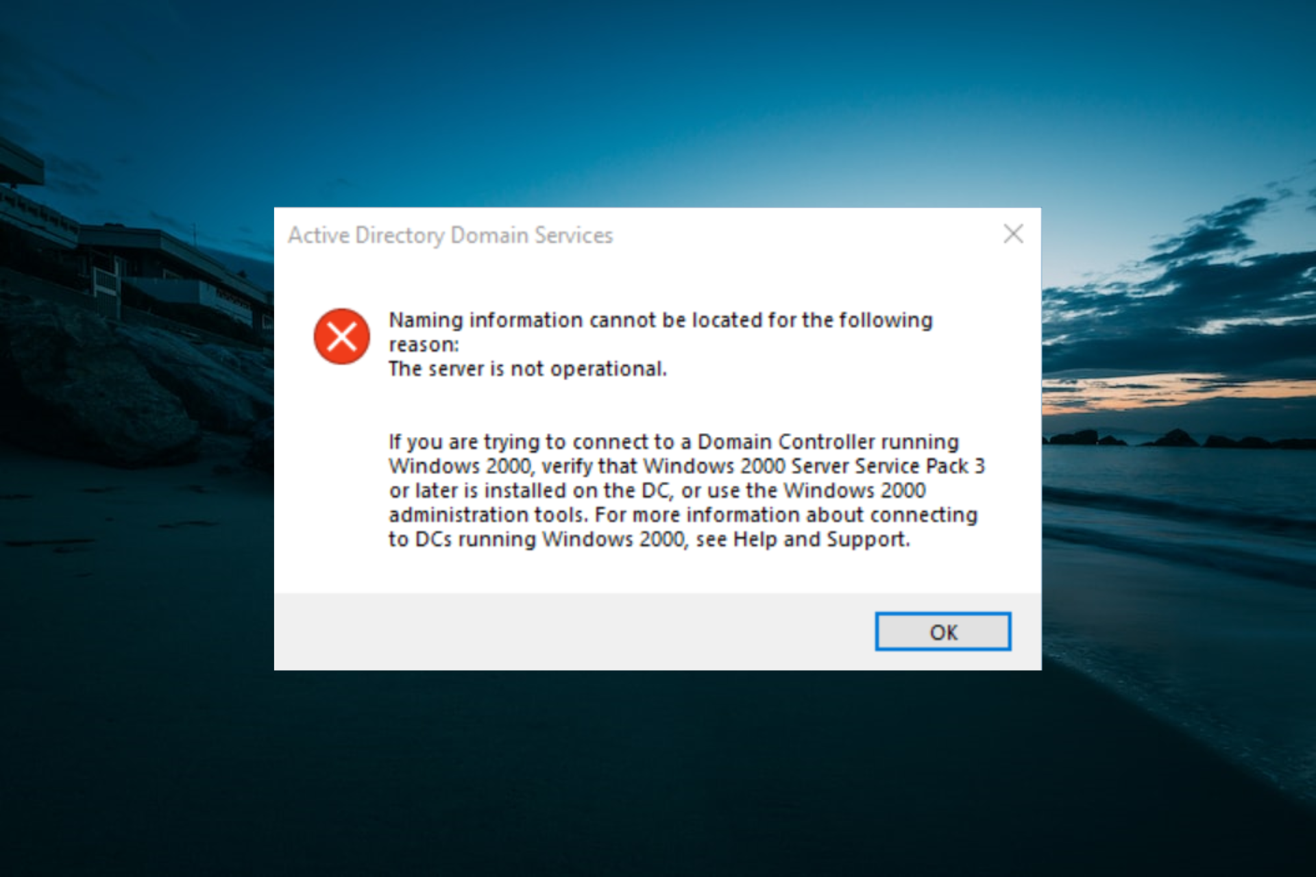 the server is not operational