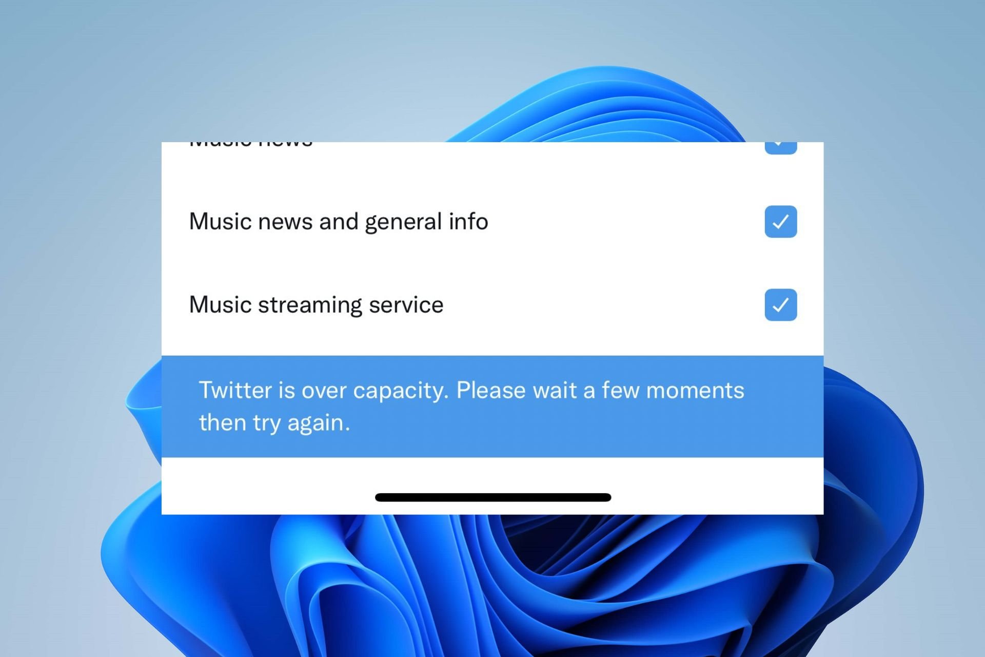 twitter is over capacity please wait a few moments then try again
