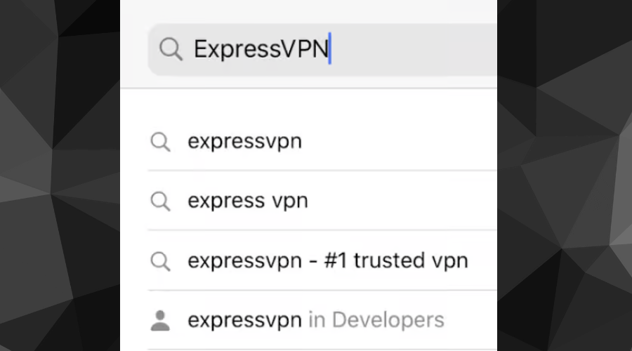 type expressvpn in the appstore