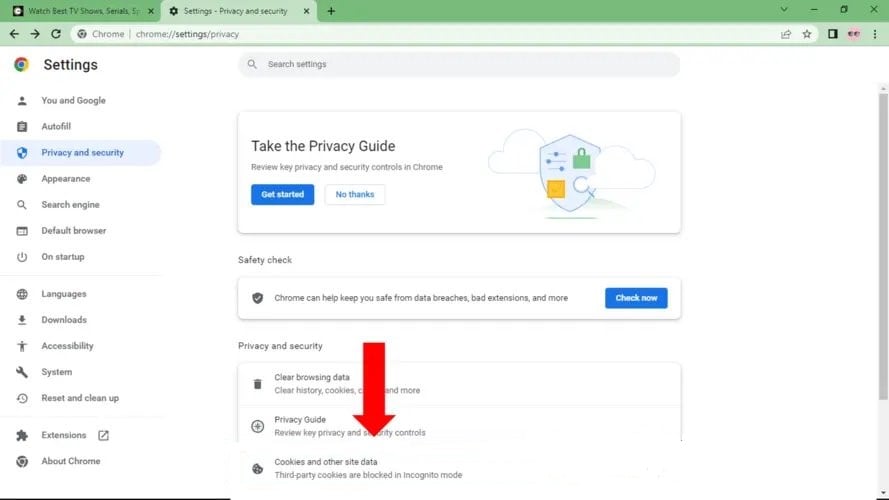 chrome clear cookies and other site data
