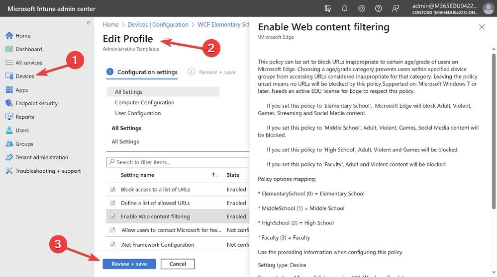 Web Content Filtering edge