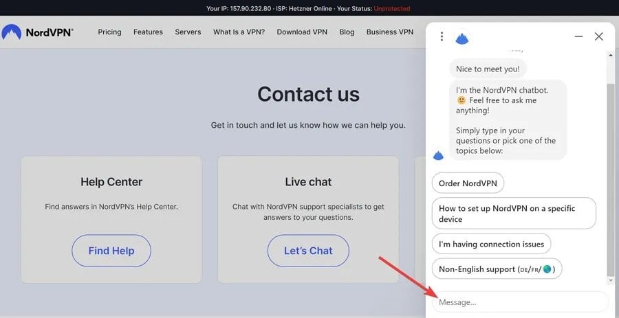 nordvpn customer support chat