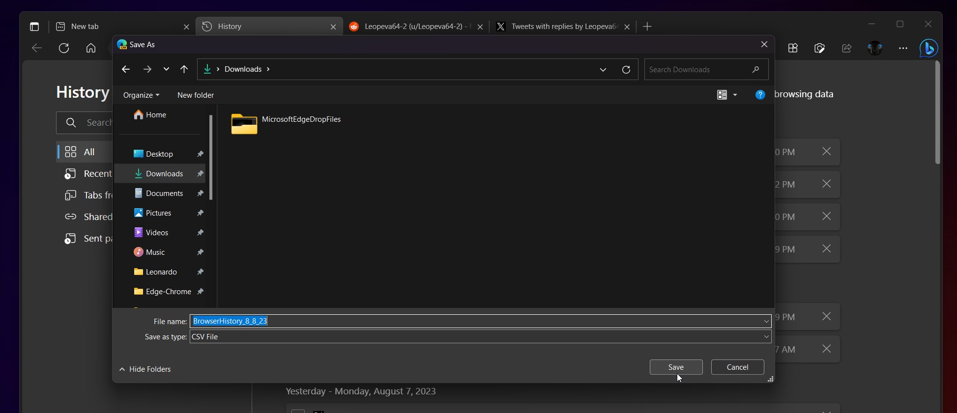 export browser history edge