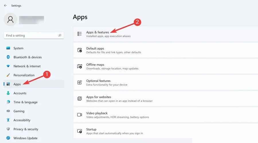 apps and features