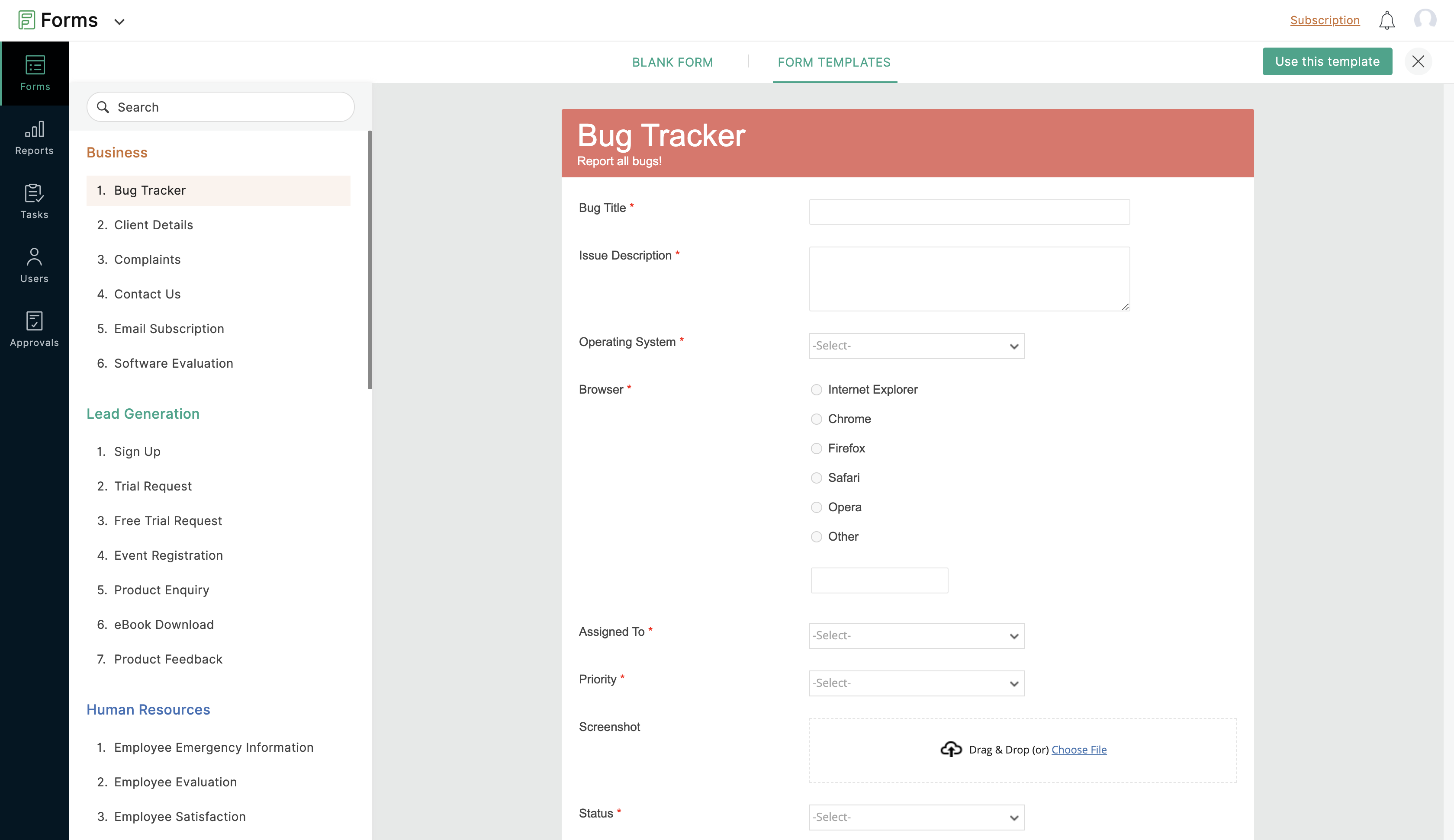 Zoho form builder