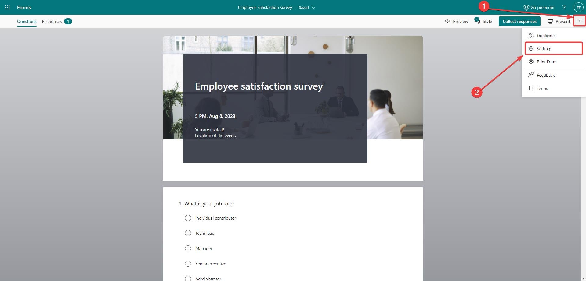 edit a response in microsoft forms