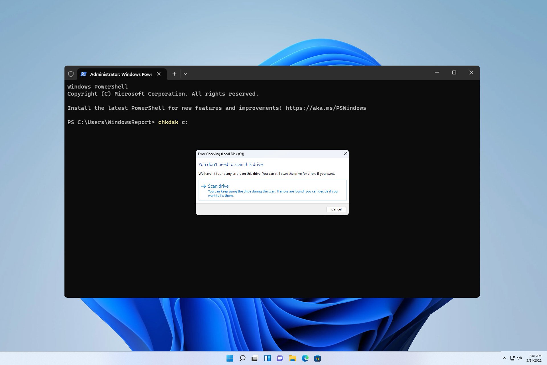 how to run chkdsk windows 11