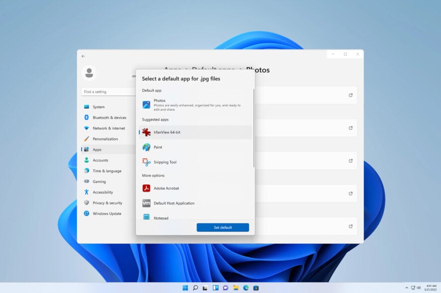 how to set irfanview as default viewer in windows 11