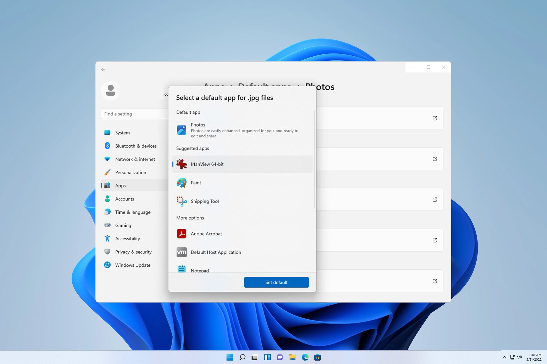 How to Set IrfanView as Default Photo Viewer in Windows 11