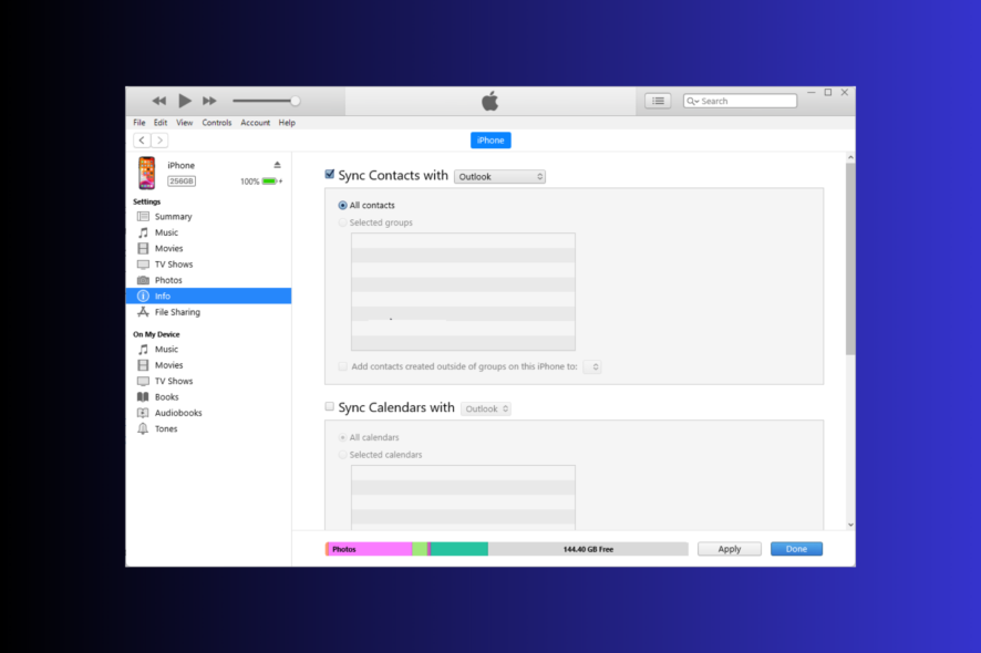 Sync outlook contacts