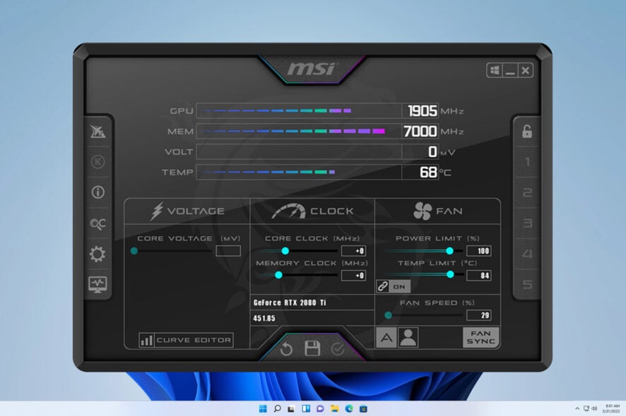 msi afterburner power limit