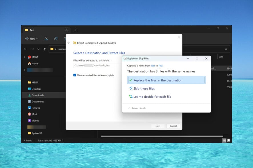 Replace and skip dialog is not showing