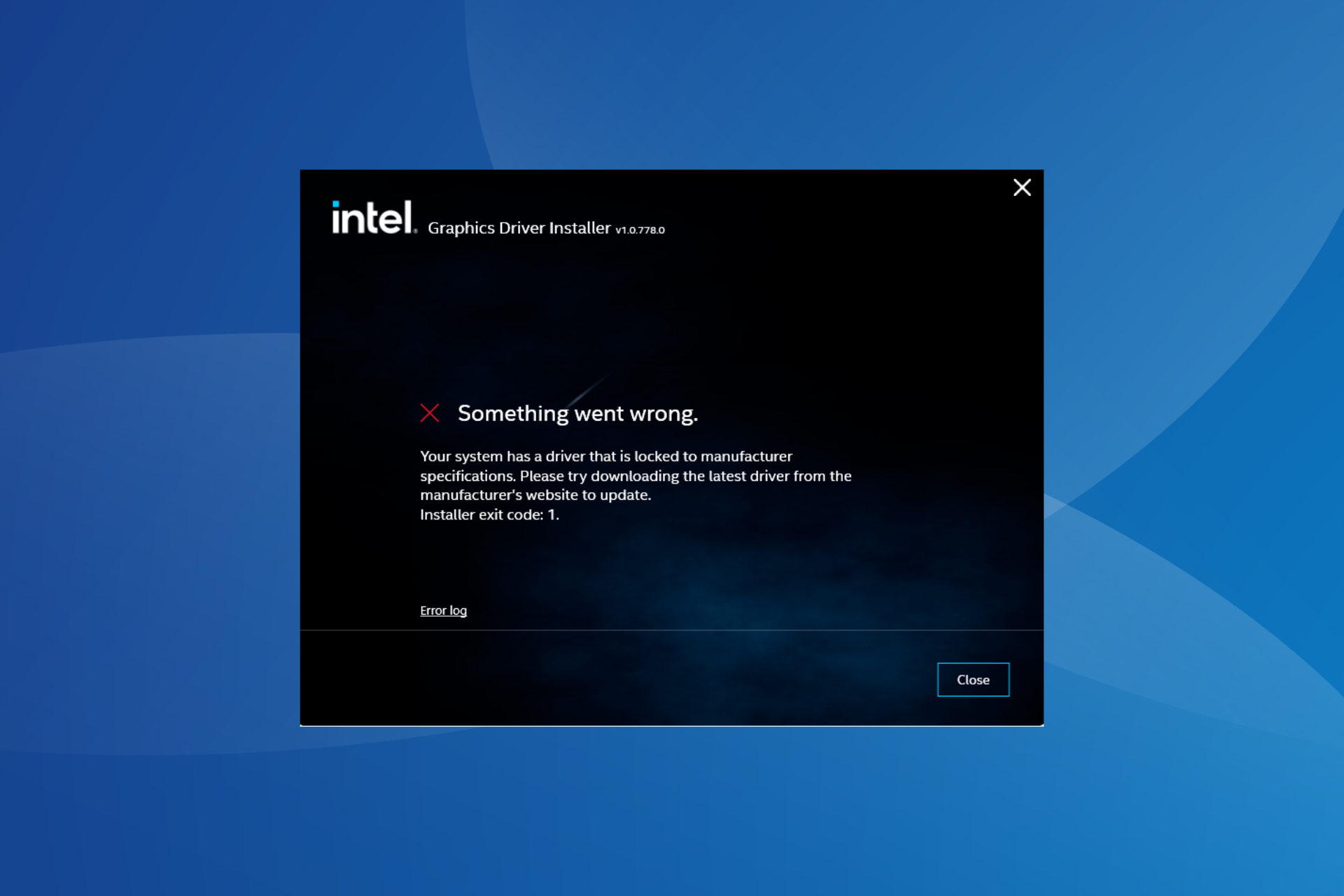 fix your system has a driver that is locked to manufacturer specifications error